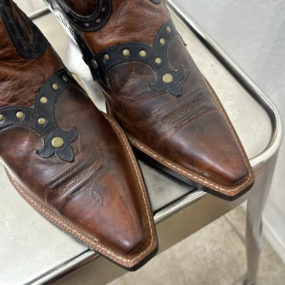 ARIAT ROGUE SKIPPY Brown Western Ostrich Cowboy Snip Toe Boot Size 9M Leather - Picture 3 of 15